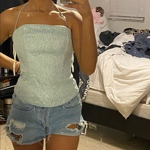 SOLD. Baby Blue Halter Corset Top